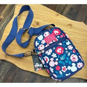 Disney Mickey Mouse Floral Crossbody Bag Pink Navy Blue Spring/Summer